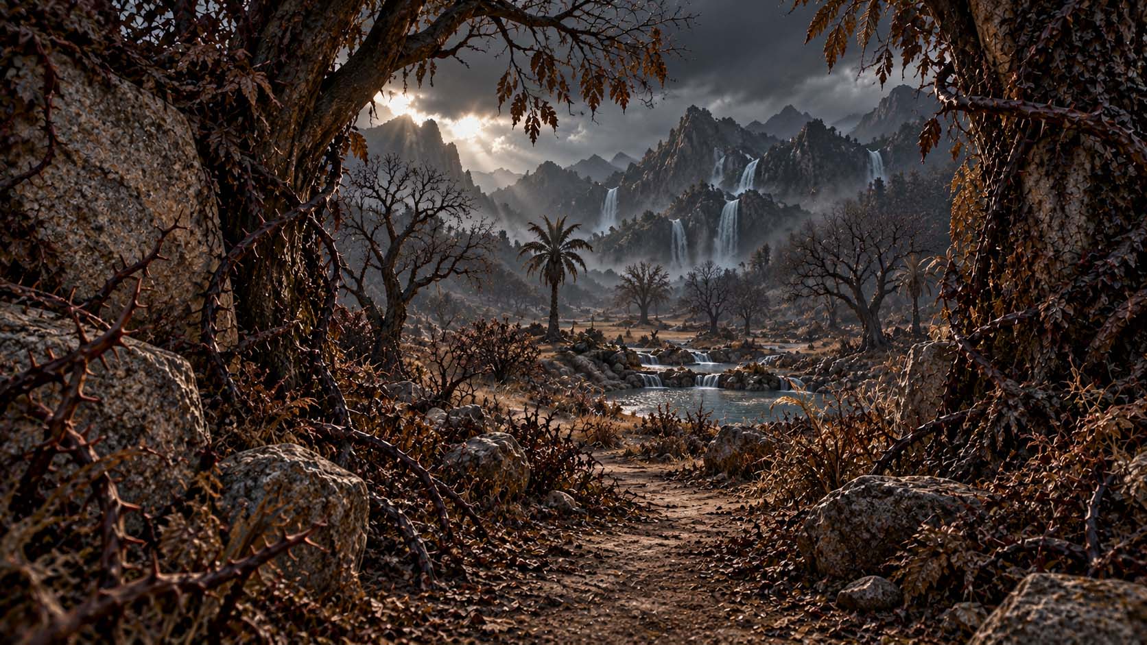 The return path through a rocky and desolate landscape