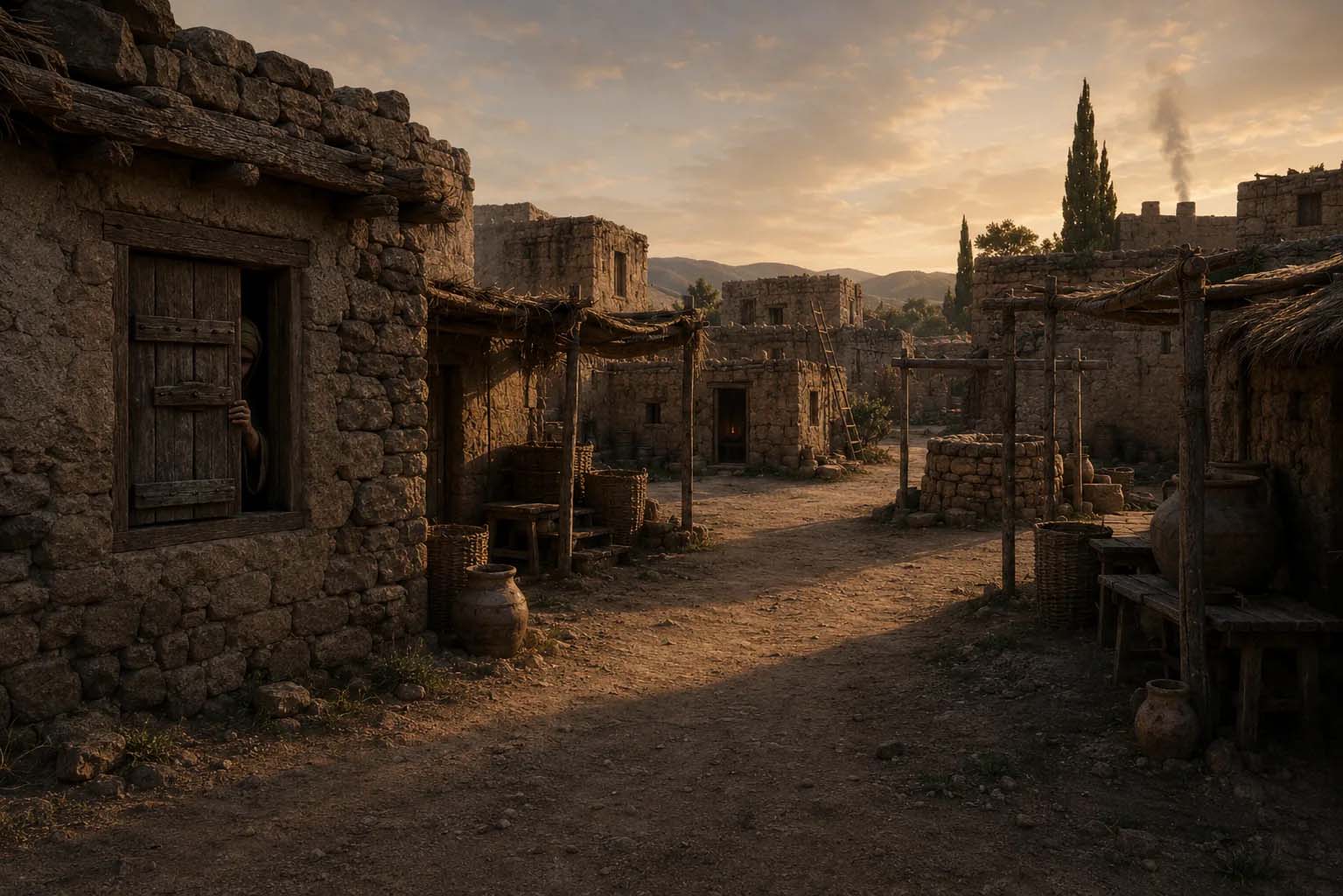 Entering the ancient settlement
