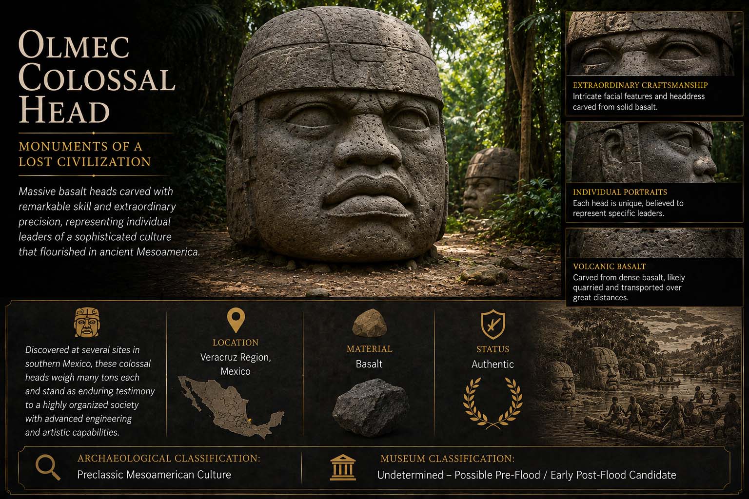 Olmec Colossal Head museum exhibit