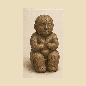 Illustrated clay figurine